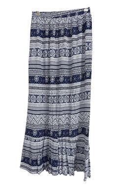 Alya Blue Geo-print Striped Column Skirt size Medium